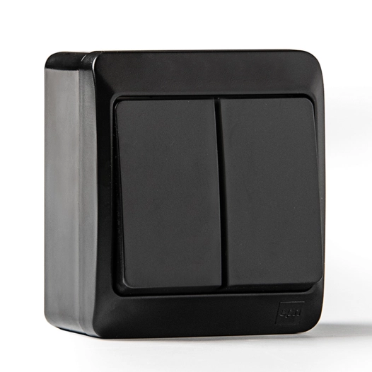 double va-et-vient étanche ip44, 16a 250 v, noir