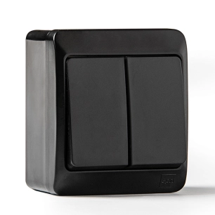 double va-et-vient étanche ip44, 16a 250 v, noir