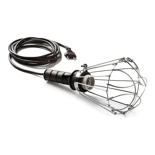 lampe baladeuse 200 w 250 v e27, poignée en caoutchouc noir et câble de 5 m