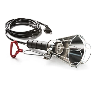 lampe baladeuse avec abat-jour 100 w 250 v e27, poignée en caoutchouc noire, câble 5 m et pince