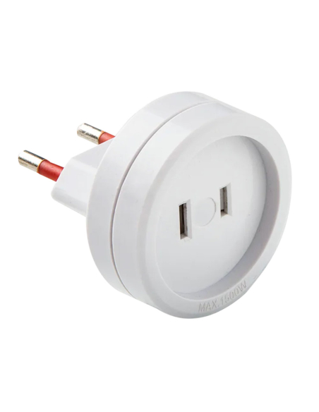 adaptateur américain - européen, 10a 250 v, broches plates, blanc