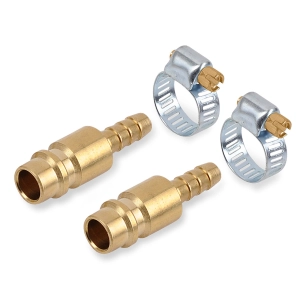 raccords mâles laiton avec colliers serrage tuyau européen, 2 unités