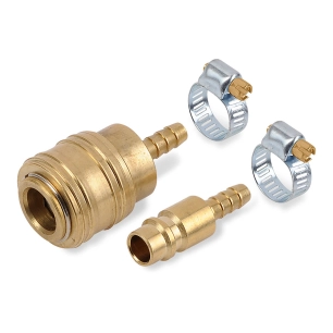 raccords rapides en laiton euro mâle et femelle pour tuyau d'air comprimé avec collier, 2 unités