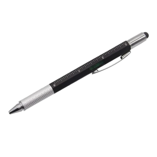 stylo 5 en 1, règle, niveau, mini tournevis x 2, gomme capacitive. ø10 x 145 mm