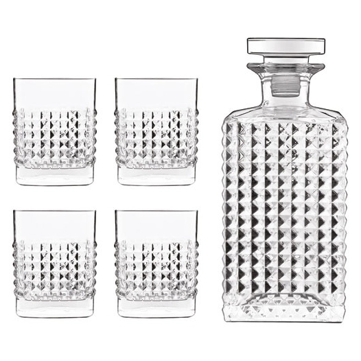mixology whiskey set 5pcs carafe 75cl - 4x gobelet d.o.f. 38cl - billiet - bormioli