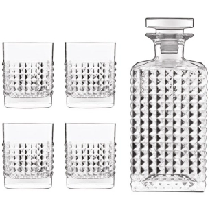 mixology whiskey set 5pcs carafe 75cl - 4x gobelet d.o.f. 38cl - billiet - bormioli