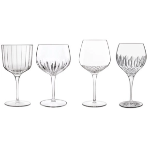 verre gin selection 4pcs- bach 60cl-roma 80,5cl - diamante 65cl - mixology 80cl - billiet - bormioli