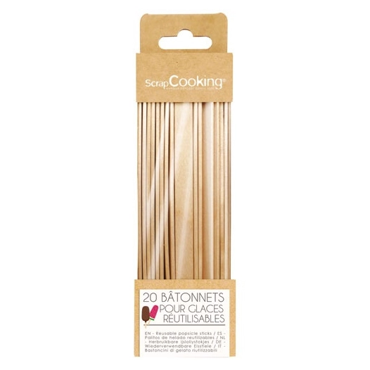 batonnets de glaces en bois x20 - carambelle sarl - scrapcooking
