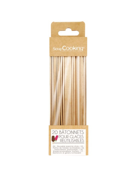 batonnets de glaces en bois x20 - carambelle sarl - scrapcooking