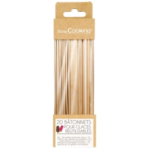 batonnets de glaces en bois x20 - carambelle sarl - scrapcooking
