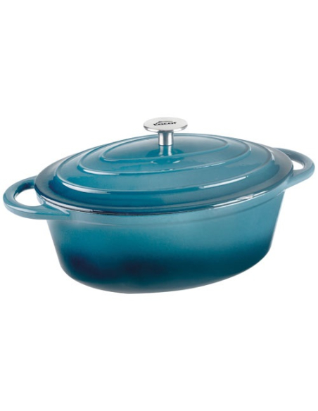 cocotte fonte ovale 29 cm 3l5 bleu ocean - lacor france