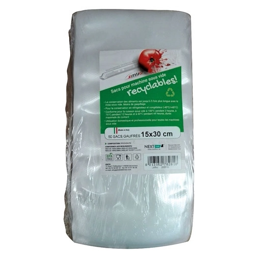 sacs sous vide 15 x 30 cm (50pz) recyclable - siad srl
