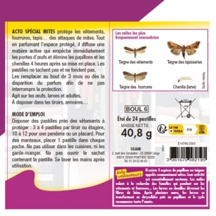 Pastilles anti-mites Acto Protection textile longue durée - Acto