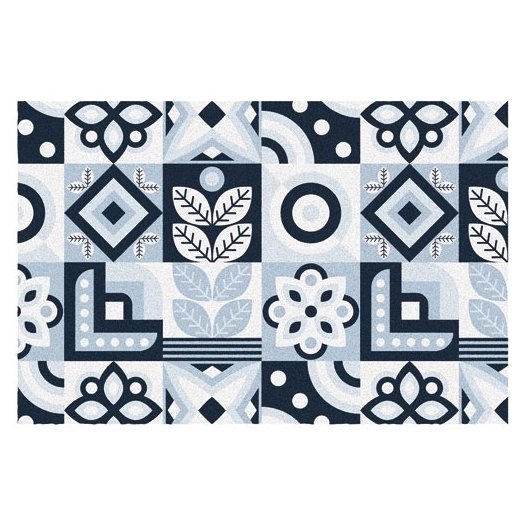 tapis boston carreaux de ciment noir 50x80x05 cm - id mat - id group