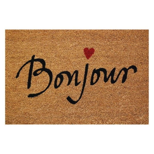 tapis coco naturel bonjour coeur semelle latex 40x60x1.5 cm - id mat - id group