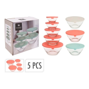 ensemble de 5 boîtes à lunch en verre de couleurs assorties, en forme de bol
