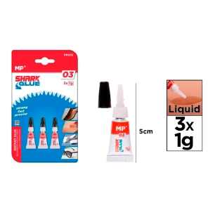 colle cyanoacrylate instantanée shark glue 03, 3 uds x 1 g, blister
