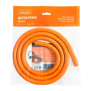 kit de tuyau en pvc pour gaz butane 1,5 m et 2 colliers de serrage