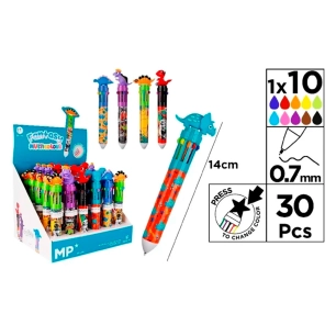 stylos 10 couleurs 0,7mm dinosaures, motifs assortis, 30 pcs