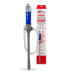 pompe électrique pour remplissage ou vidange d'un contenant. compatible tous fluides non corrosifs (pétrole, kérosène, eau). fon