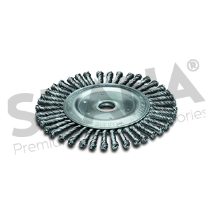 brosse ronde ø 200 mm avec brins en acier torsadés très résistants. alésage de 22,2 mm. pour travail difficile d'accès, les entr