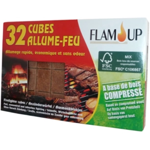 allume-feu bois compressé x32 cubes allume-feu bois compressé x32 cubes - flam up