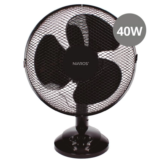 ventilateur de table niaros 40w noir ø34cm - garsaco