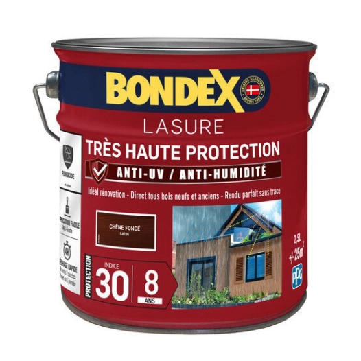 lasure très haute protection 8 ans satin 2.5l lasure très haute protection 8 ans satin 2.5l - bondex