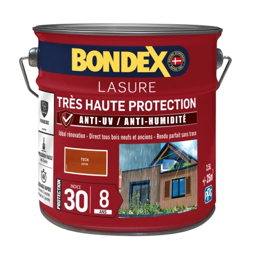 lasure très haute protection 8 ans satin 2.5l lasure très haute protection 8 ans satin 2.5l - bondex