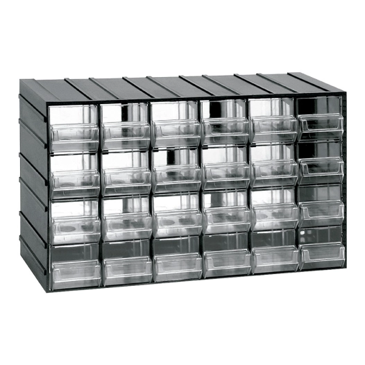 commode modulaire à 24 tiroirs transparents, 382 x 148 x 230 mm