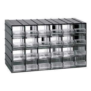 commode modulaire à 24 tiroirs transparents, 382 x 148 x 230 mm