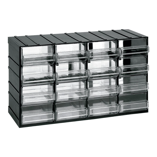 commode modulaire à 16 tiroirs transparents, 382 x 148 x 230 mm