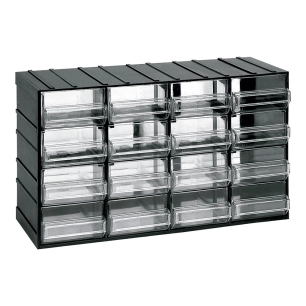 commode modulaire à 16 tiroirs transparents, 382 x 148 x 230 mm