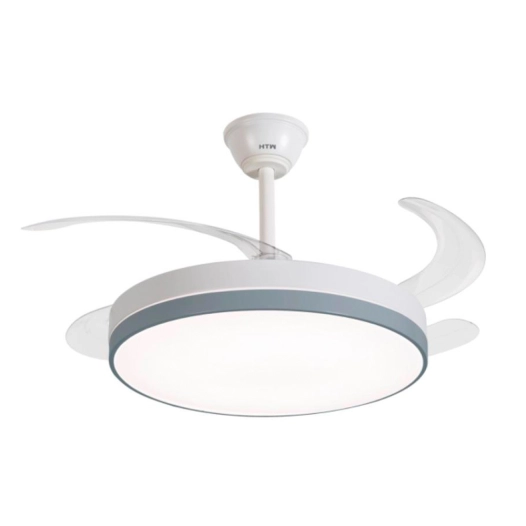 ventilateur de plafond avec pales rétractables, 65 w, 6 vitesses, blanc, ø106 cm