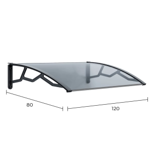 auvent alvéolaire en polycarbonate transparent de 4 mm avec supports en gris foncé, 80 x 120 cm