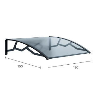 auvent alvéolaire en polycarbonate transparent de 6 mm avec supports gris foncé, 100 x 120 cm