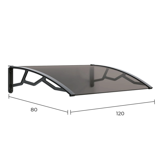auvent alvéolaire en polycarbonate fumé de 4 mm avec supports gris foncé, 80 x 120 cm