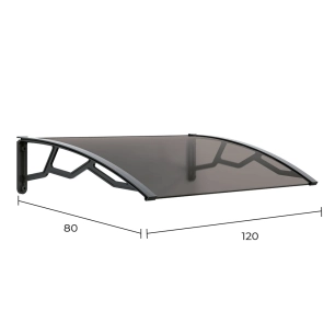 auvent alvéolaire en polycarbonate fumé de 4 mm avec supports gris foncé, 80 x 120 cm