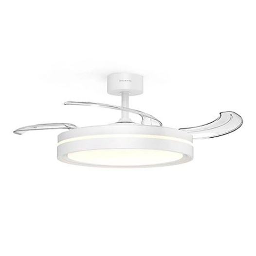 ventilateur de plafond avec pales rétractables et éclairage led 3cct, 30 + 24 w, 6 vitesses, blanc, ø106 cm