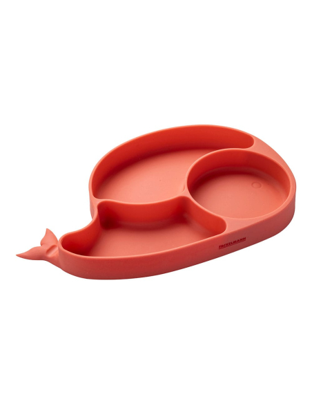 assiette en silicone en forme de baleine corallienne avec ventouse