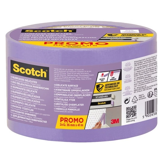 ruban masquage surface dã©licate 36 mm x 41 m lot de 2 - gpi 3m bricolage et batiment