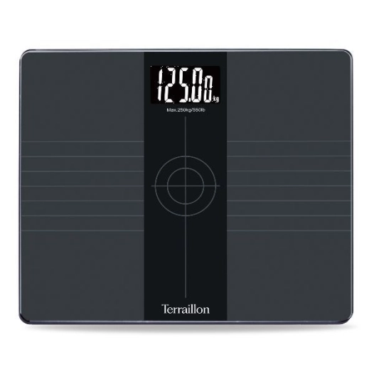 pese-personne terraillon every-body - 250 kg - grad. 50 g - lcd rã©troã©clairã© - plateau xxl - noir - terraillon