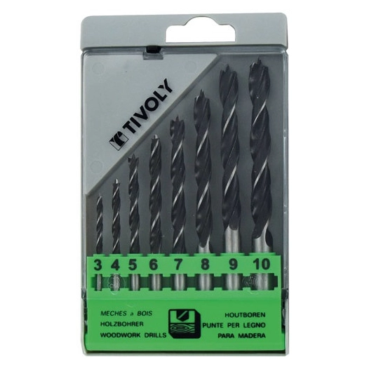 forets bois 3 pointes 3 a 10mm coffret de 8 - tivoly