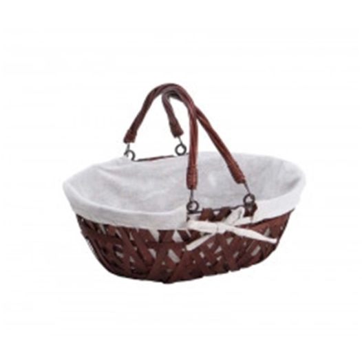 panier ovale en osier marron tissu ã©cru - vinolem ld