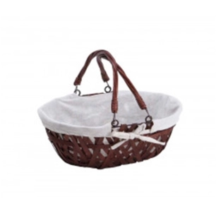 panier ovale en osier marron tissu ã©cru - vinolem ld