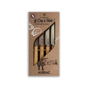 coffret 4 couteaux le coq ã  table aubrac - chãªne - french touch arts ld
