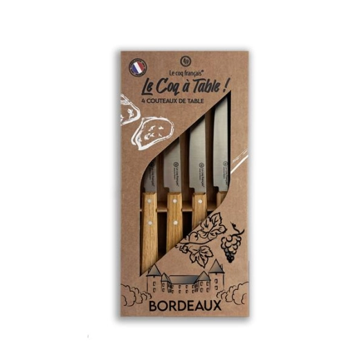 coffret 4 couteaux le coq ã  table bordelais - chãªne - french touch arts ld