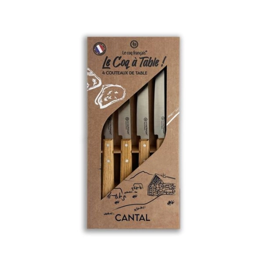coffret 4 couteaux le coq ã  table cantal - chãªne - french touch arts ld