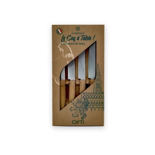 coffret 4 couteaux le coq ã  table ch'ti - chãªne - french touch arts ld