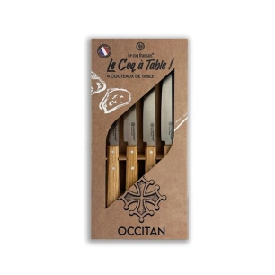 coffret 4 couteaux le coq ã  table occitan - chãªne - french touch arts ld